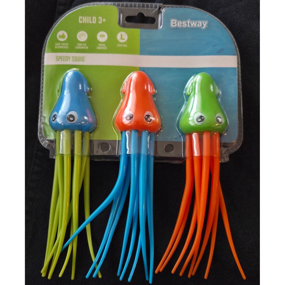 Bestway Speedy Squid Dive Toys 3 Pack Multicolor Pool Swimming Sinkers‎ Ages 3+